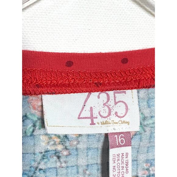 Matilda Jane 435 Jingle Bell Rock Top Shirt Floral Plaid Dots Red Blue Girls 16 - Picture 5 of 7